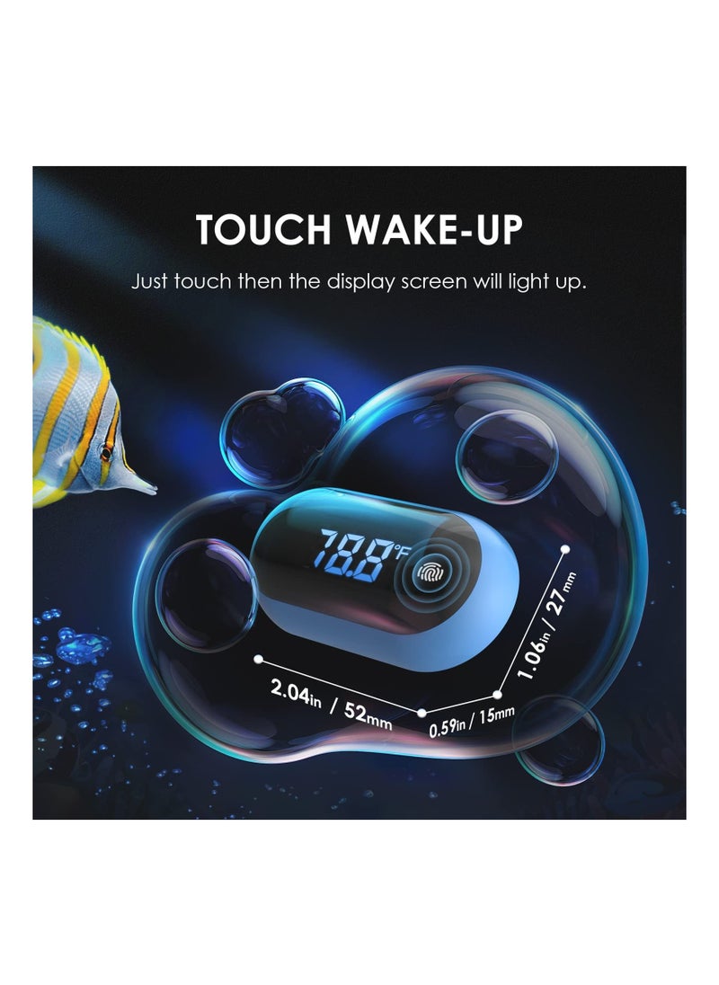 LED Fish Tank Thermometer, Digital Aquarium Thermometer with Touch Screen, Range of 32-211℉, Accuracy & Energy-Saving Stick-on Wireless for Glass Containers, Turtle Tank, Aquariums