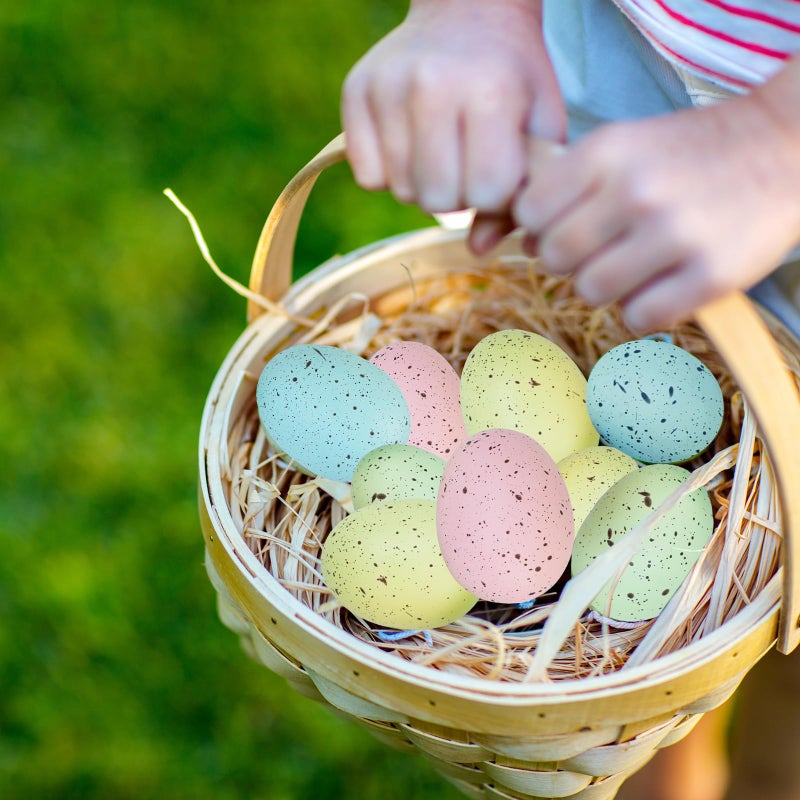 Winlyn 40 Pcs 5 Colors Artificial Easter Eggs Decorative Speckled Eggs Pastel Pink Green Blue Foam Eggs 2" for Easter Basket Spring Table Centerpieces Bowl Filler Seasonal Wreath DIY Craft Party Decor - Image 4