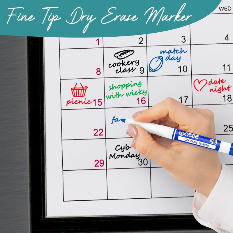 EXTRIC Dry Erase Markers, Whiteboard Markers, Dry Erase Markers Fine Tip and Chisel Tip, Bundle of White Board Markers Dry Erase, Thick and Fine Tip Dry Erase Markers and Dry Erase Eraser, Whiteboard Eraser - Image 5