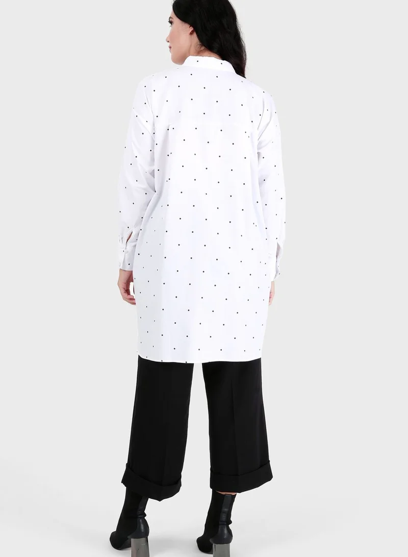 Alia by modanisa Polka Dot Button Down Tunic