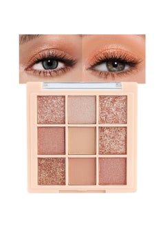 CAKAILA 9Colors Champagne Rose Gold Eye Shadow Palette Makeup,Highly Pigmented Shimmer Pink Eyeshadow Palette Nude Glitter Sparkly Eye Shadows Long Lasting Waterproof Blendable Naturing-Looking 