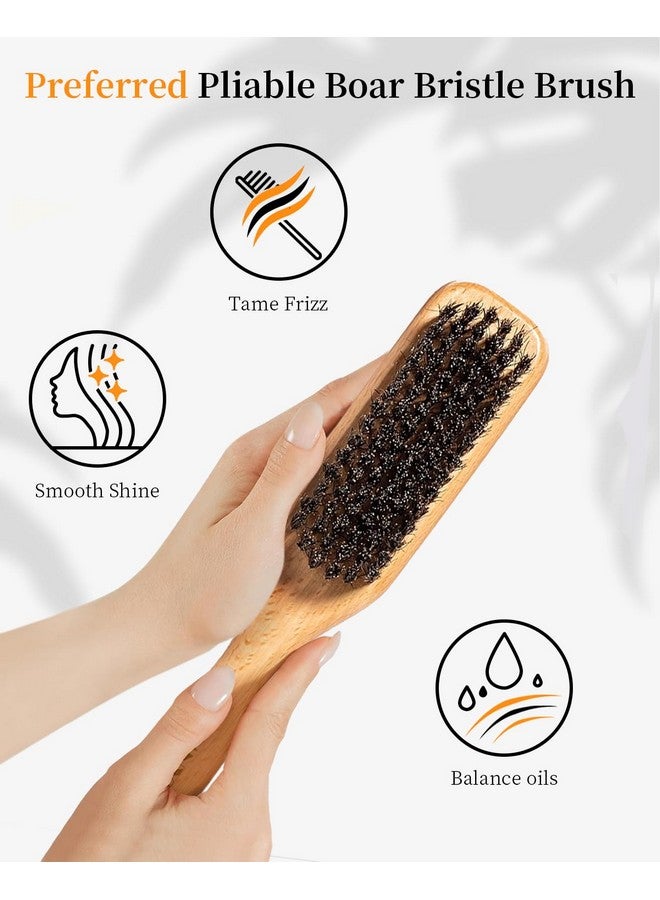 Samnyte Slick Back Hair Brush & Hair Wax Stick Set, Soft Boar Bristle Hair Brush for Thin to Medium Hair, Wax Stick for Taming Unruly Strands, Sleek Ponytail - Image 5