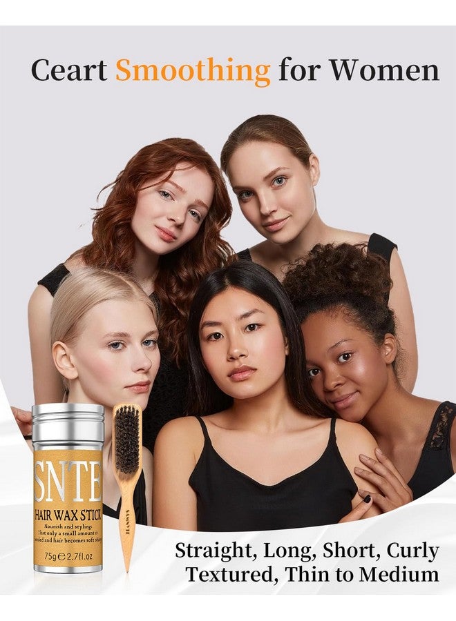 Samnyte Slick Back Hair Brush & Hair Wax Stick Set, Soft Boar Bristle Hair Brush for Thin to Medium Hair, Wax Stick for Taming Unruly Strands, Sleek Ponytail - Image 4