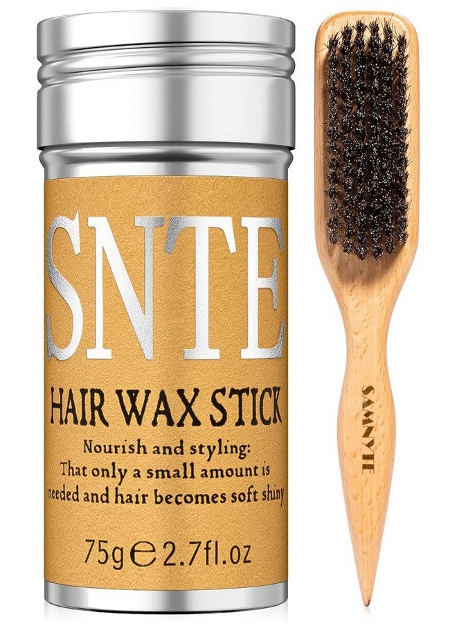 Samnyte Slick Back Hair Brush & Hair Wax Stick Set, Soft Boar Bristle Hair Brush for Thin to Medium Hair, Wax Stick for Taming Unruly Strands, Sleek Ponytail - Image 1