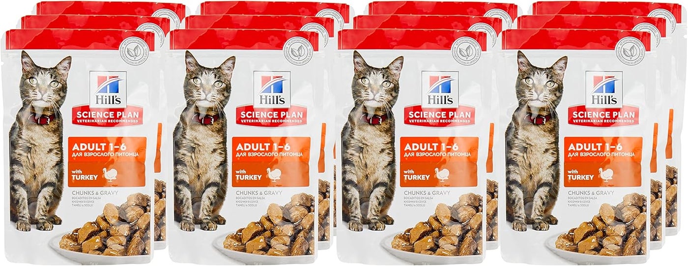 Hill's Science Plan Adult Wet Cat Food Turkey Pouches, 85g x 12