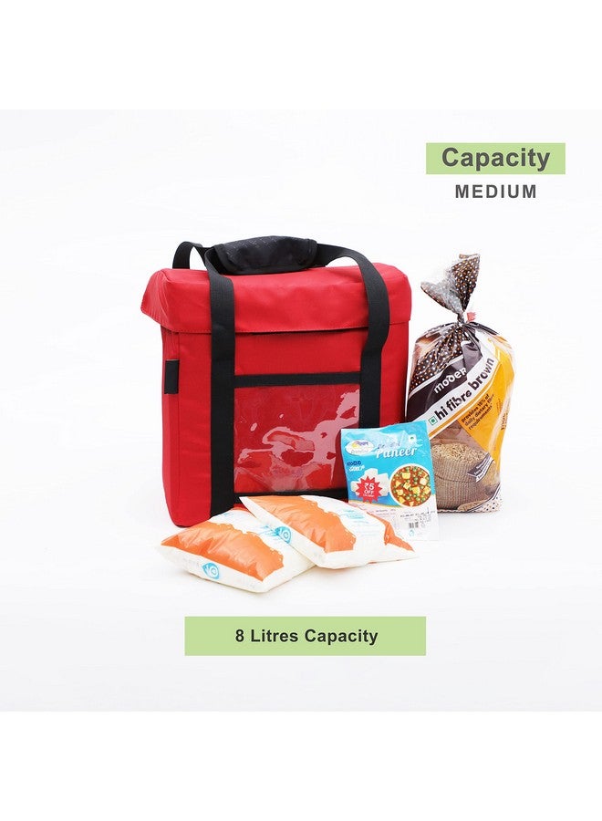 Insular Daily Milk and Grocery Bag | Store Milk, Fruits, Vegetables | Can Latch Outside The Door (Medium, Red) - Image 3