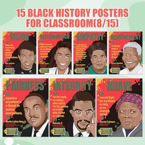 Eshwb Black History Month Decorations Posters 15PCS Black History Month Bulletin Board Decorations, Juneteenth Posters for Classroom, African American Traditional Festival Decor - Image 4
