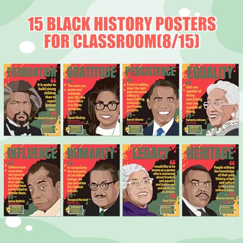 Eshwb Black History Month Decorations Posters 15PCS Black History Month Bulletin Board Decorations, Juneteenth Posters for Classroom, African American Traditional Festival Decor - Image 3