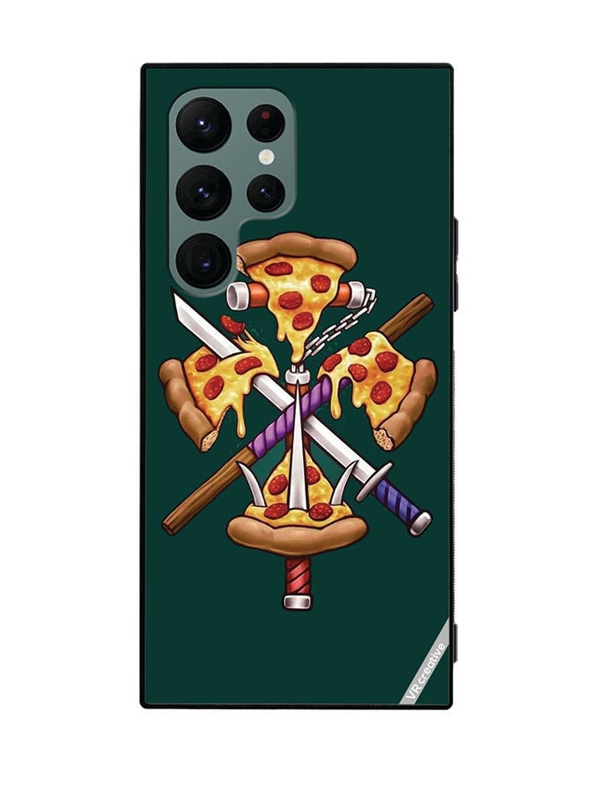 VR CREATIVE Protective Case Cover For Samsung Galaxy S22 Ultra 5G Pizza Sword Design Multicolour - Image 1