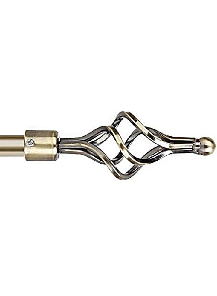 AL WADI FURNITURE Set of 2 Roman Pole Style Heavy Duty Luxury Extendable Curtain Rods, Metal Single Rods Finials Decorative End Window Treatment Rods Drapery Rods (BRASS, 110 – 200 cm)  - Image 3
