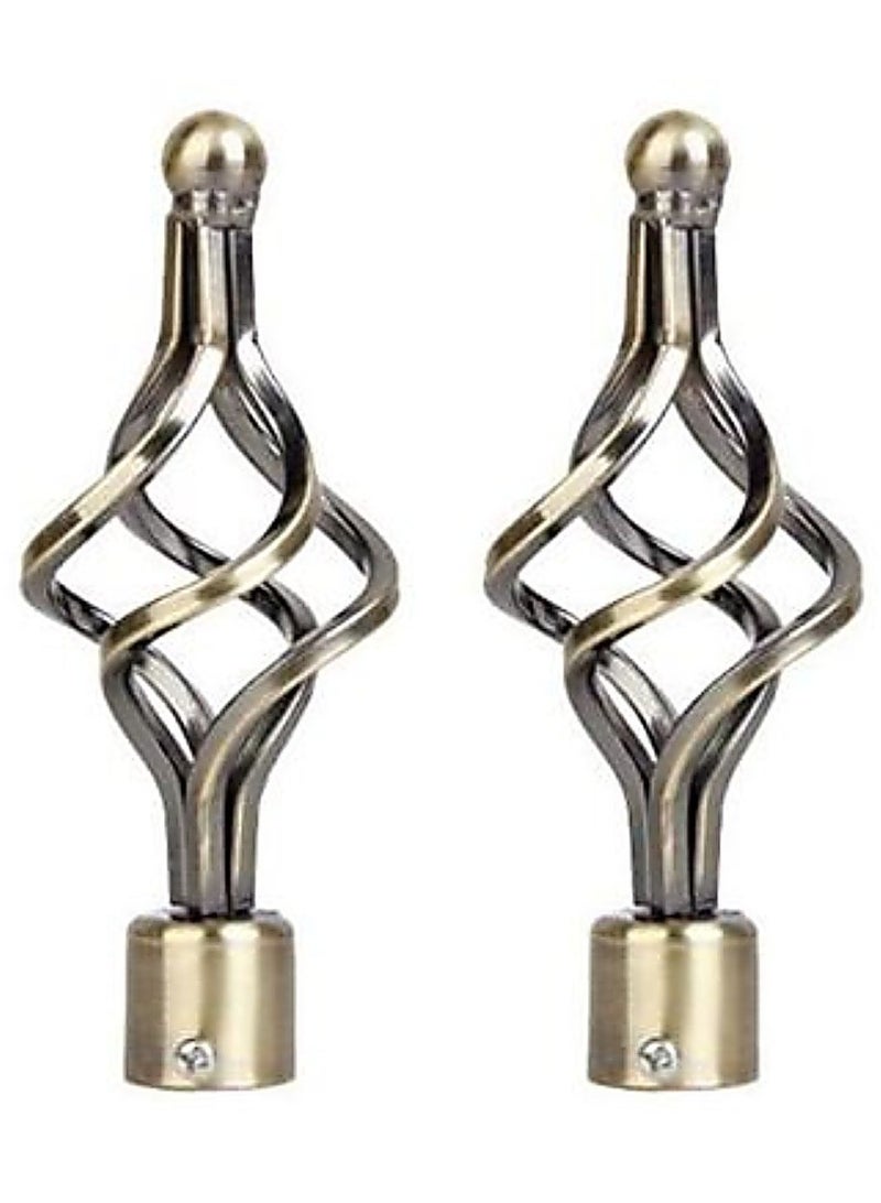 AL WADI FURNITURE Set of 2 Roman Pole Style Heavy Duty Luxury Extendable Curtain Rods, Metal Single Rods Finials Decorative End Window Treatment Rods Drapery Rods (BRASS, 110 – 200 cm)  - Image 4
