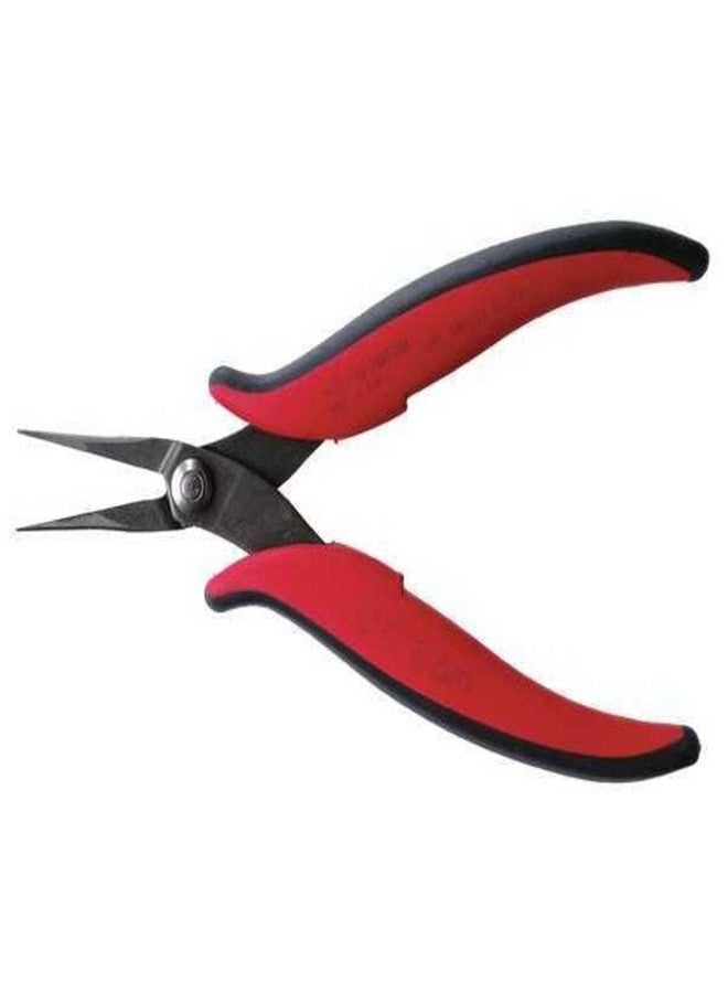 Hakko CHP PN-2002-M Long Needle-Nose Pliers, Pointed Nose, Rounded Outside Edge, Smooth Jaws, 32mm Jaw Length, 1mm Nose Width, 3mm Thick Steel, Red, Black - Image 1