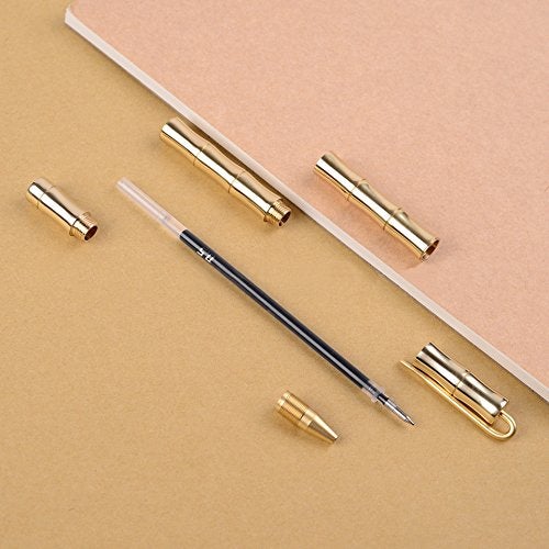 EKLOEN Bamboo Joint Brass Pen Portable Delicate Signature Pen Ballpoint Pen with Clip - Image 2