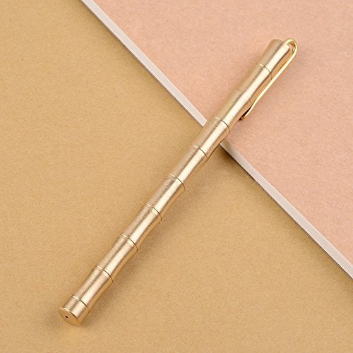 EKLOEN Bamboo Joint Brass Pen Portable Delicate Signature Pen Ballpoint Pen with Clip - Image 1