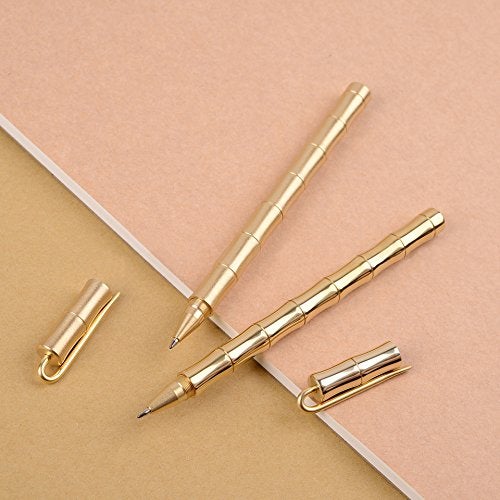 EKLOEN Bamboo Joint Brass Pen Portable Delicate Signature Pen Ballpoint Pen with Clip - Image 4