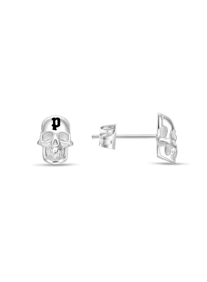 POLICE Vertex Silver Skull Stud Earrings For MenPEAGE0000901