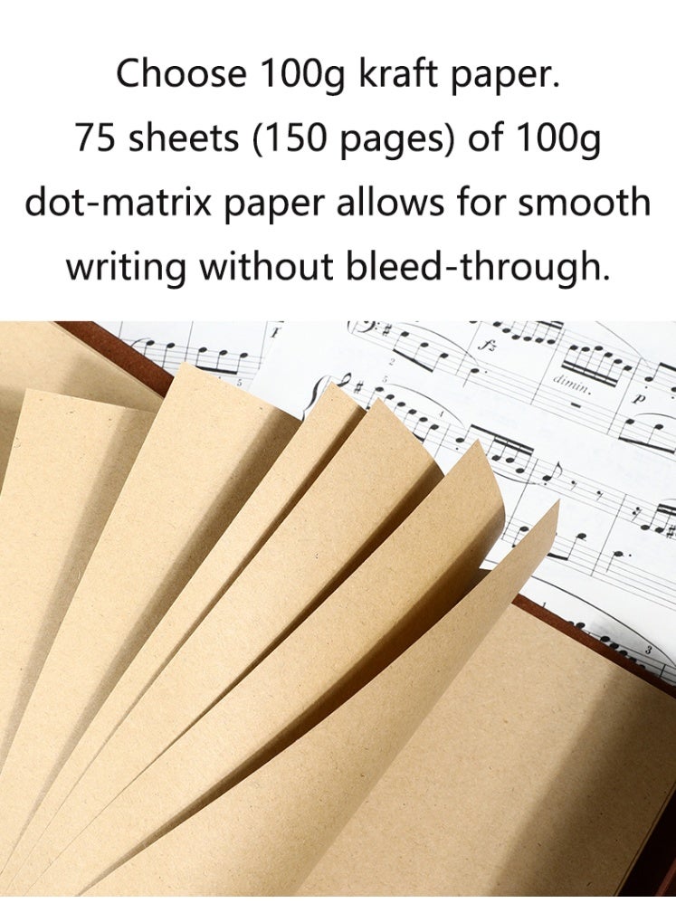 Generic Retro Leaf Leather Loose-leaf Notebook Strap Portable Travel Record Hand Ledger Learning Stationery - Image 3