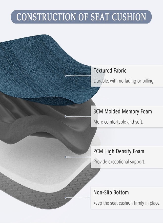 baibu Kitchen Chair Cushions, Dual-Layer Patented Design Molded Memory Foam Dining Chair Pads with Ties and Washable Cover, 17" x 16" x 2", Blue - Image 4