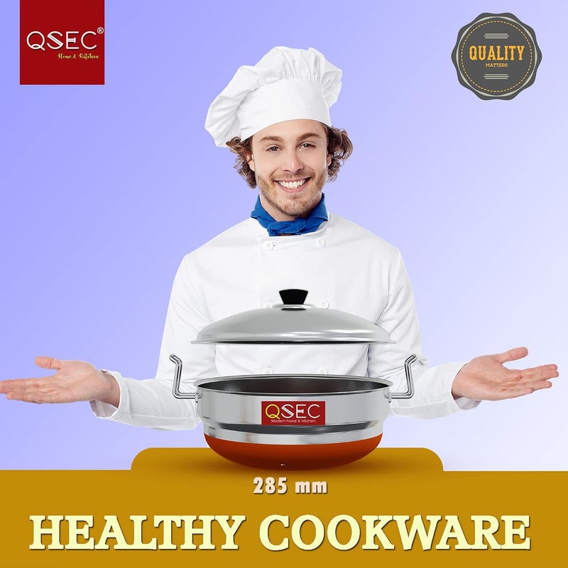 QSEC QSEC Stainless Steel Multi utility Kadai Idli Cooker Steamer with Copper Bottom All-in-One Big Size dhokla Cooker | 6 Plate 2 Idli | 1 mini idli 2 Dhokla 1 Patra Momo Steamer | 4 in 1 - idli Maker  - Image 5