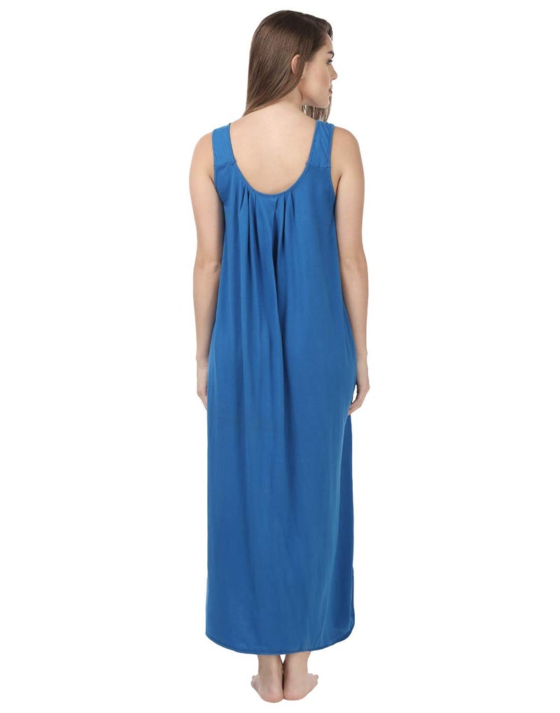 BLAZON Women's Cotton Calf Length Nighty Slip - Set Of 2 (Royal Blue And Vivid Violet), Multi Color - Image 5