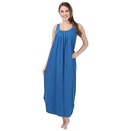 BLAZON Women's Cotton Calf Length Nighty Slip - Set Of 2 (Royal Blue And Vivid Violet), Multi Color - Image 2