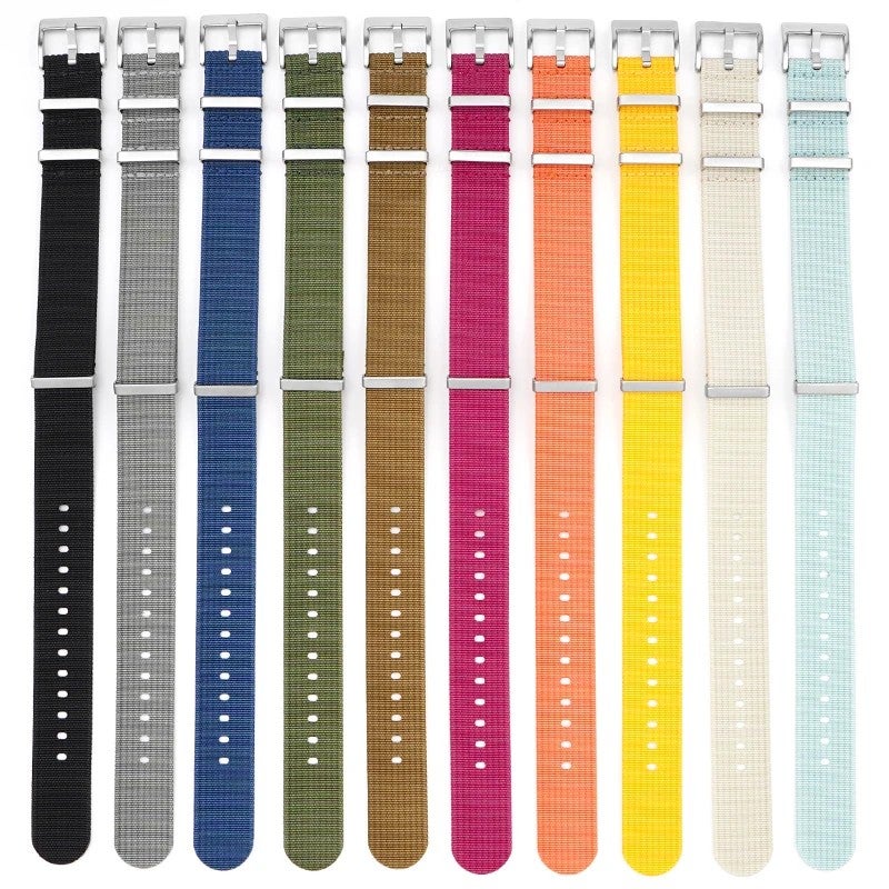 Bluejw Fast Shipping 100% Nylon Watch Strap – Replace Your Watch Band with Durable Seat Belt Canvas Ribbed Striped Strap for 18mm 20mm 22mm 24mm Watches - Image 3