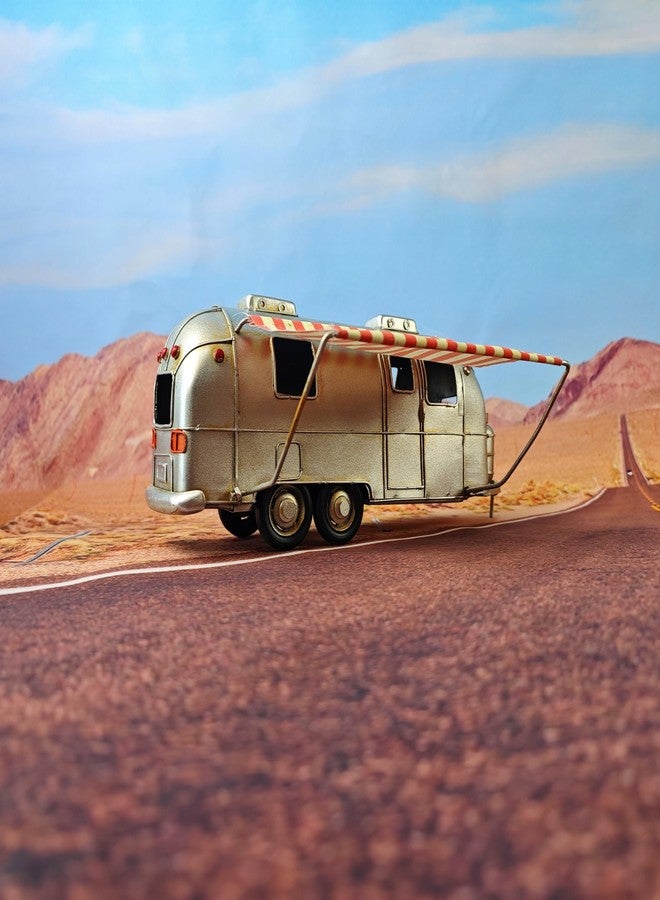 VANLAXY Camper Van Model Rusty Retro London Camper Model with Fabric Canopy Metal Ornament Vehicle Home Decor Ideal Gift for Kids and Adults - Image 3