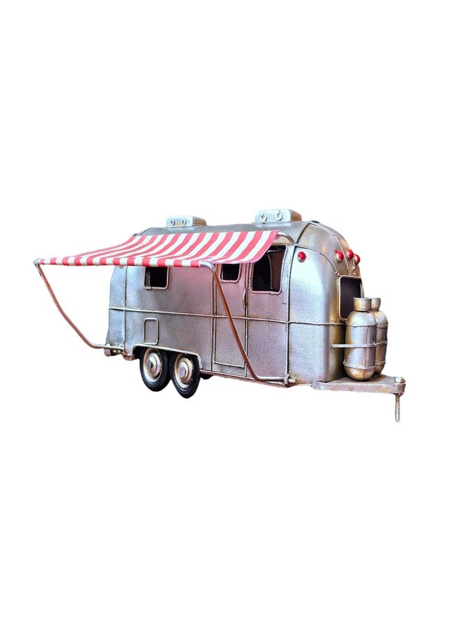 VANLAXY Camper Van Model Rusty Retro London Camper Model with Fabric Canopy Metal Ornament Vehicle Home Decor Ideal Gift for Kids and Adults - Image 1