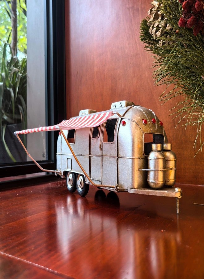 VANLAXY Camper Van Model Rusty Retro London Camper Model with Fabric Canopy Metal Ornament Vehicle Home Decor Ideal Gift for Kids and Adults - Image 2