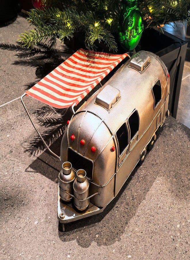 VANLAXY Camper Van Model Rusty Retro London Camper Model with Fabric Canopy Metal Ornament Vehicle Home Decor Ideal Gift for Kids and Adults - Image 5