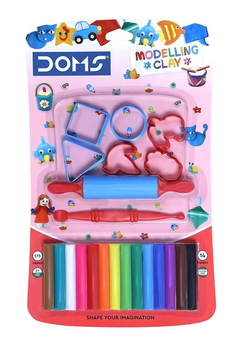 DOMS طين تشكيل 14 قطعة مع قوالب وأدوات بألوان متنوعة