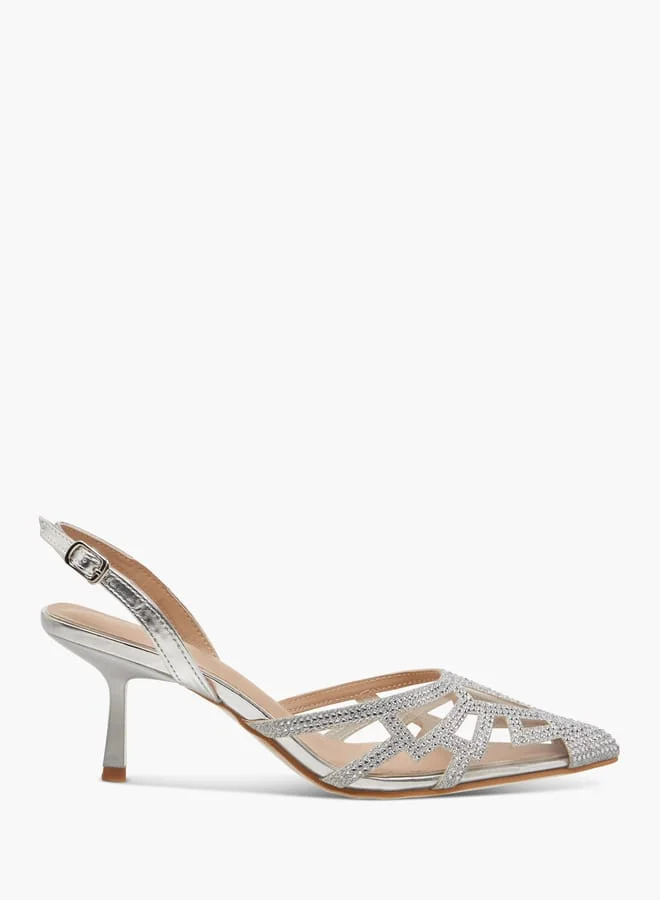 Flora Bella By Shoexpress Women Pointed Toe Shoes with Flared Heels and Buckle Closure