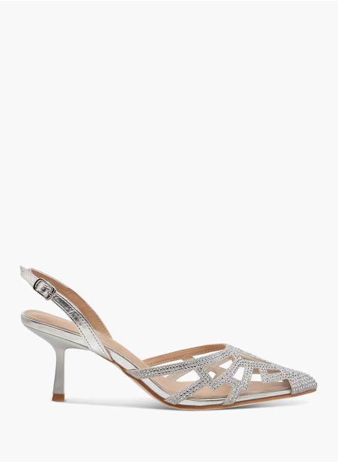 Flora Bella By Shoexpress Women Pointed Toe Shoes with Flared Heels and Buckle Closure Ramadan Collection  - Image 3