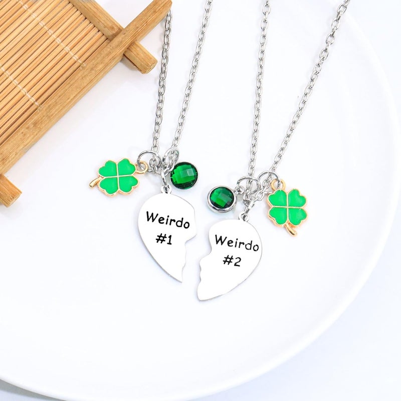 Maxforever Friendship Gifts, Weirdo 1 Weirdo 2psc Set Split Heart Pendant Necklaces BFF Gift for Best Friend - Image 4