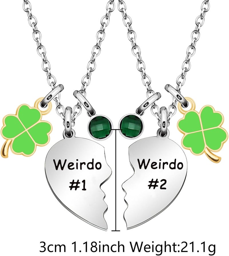 Maxforever Friendship Gifts, Weirdo 1 Weirdo 2psc Set Split Heart Pendant Necklaces BFF Gift for Best Friend - Image 2