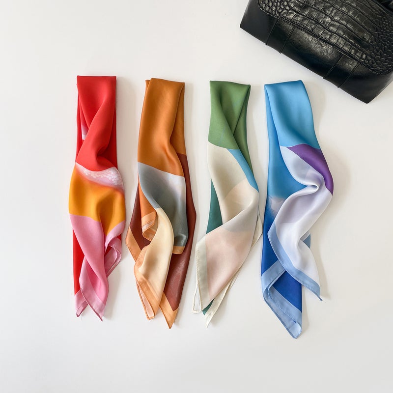 Headscarf, Silk Scarf, Small Square Scarf, Versatile New Style, Oil Painting Style, Spring and Autumn Thin Scarf, Decorative Neck Scarf for Women - Image 3
