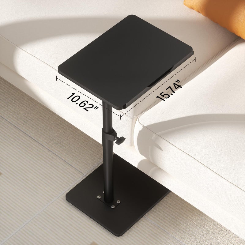 YUHFERA Sofa Armrest Tray Table for Couch - 360Â° Swivel Height Adjustable End for Small Spaces, Snack Side Table for Bed or Chair with Phone & Tablet Slot (Black,Angle Adjustable) - Image 3