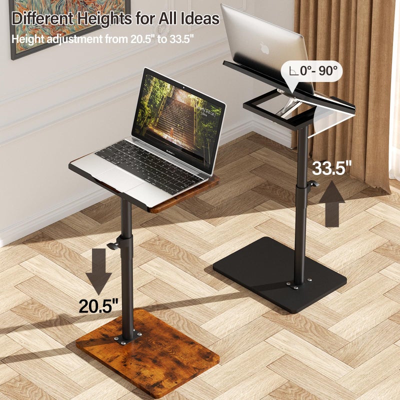 YUHFERA Sofa Armrest Tray Table for Couch - 360Â° Swivel Height Adjustable End for Small Spaces, Snack Side Table for Bed or Chair with Phone & Tablet Slot (Black,Angle Adjustable) - Image 5