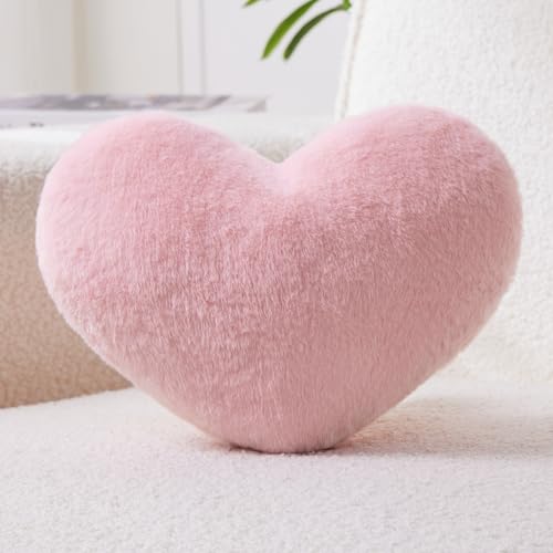 Petrella Heart Pillow Cute Fuzzy Pillows Throw Pillows for Bed Livingroom Home Decor Cushion Decorative Aesthetic Preppy Pillows Pink1Large 19x15 - Image 1