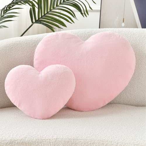 Petrella Heart Pillow Cute Fuzzy Pillows Throw Pillows for Bed Livingroom Home Decor Cushion Decorative Aesthetic Preppy Pillows Pink1Large 19x15 - Image 3