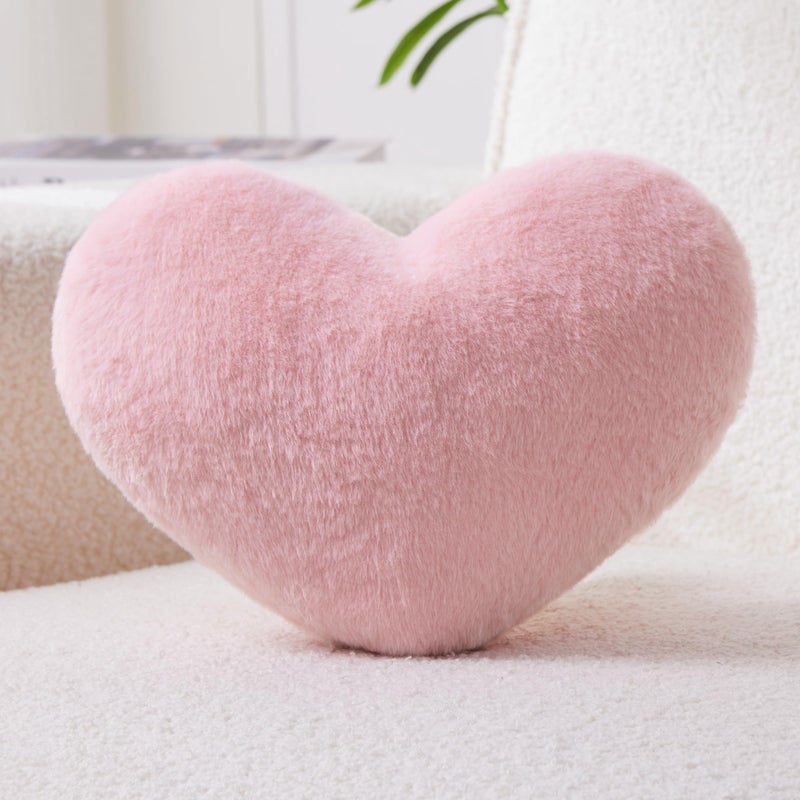Petrella Heart Pillow Cute Fuzzy Pillows Throw Pillows for Bed Livingroom Home Decor Cushion Decorative Aesthetic Preppy Pillows Pink1Large 19x15 - Image 2