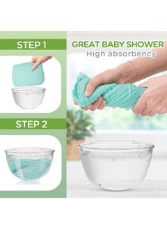 Breling 20 Pack Baby Muslin Washcloths Natural Muslin Cotton Baby Wipes Soft Newborn Baby Face Towel Absorbent Muslin Washcloth For Sensitive Skin Baby 12X12 Inches (Blue White Green Yellow Pink)  - Image 5