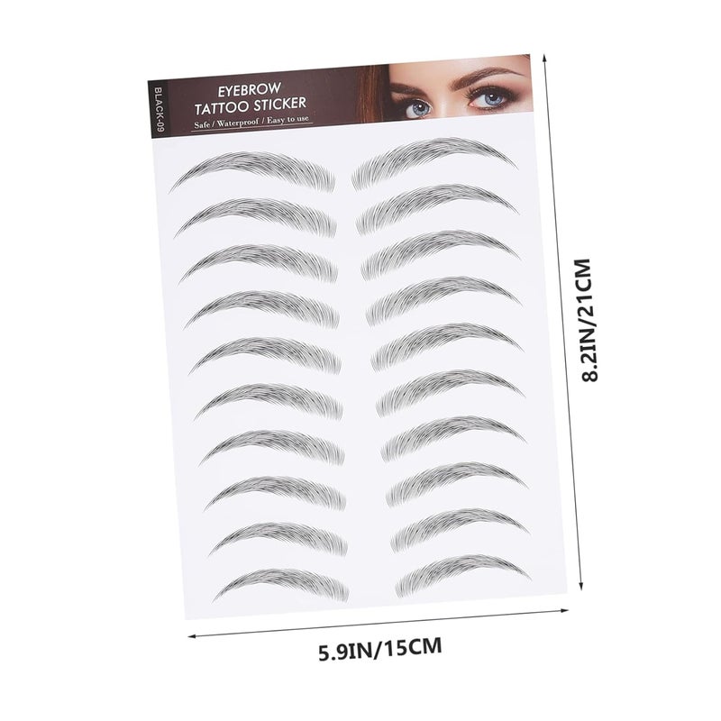 Healeved 12sheets Temporary Eyebrow Tattoos Imitation Brow Stickers for Natural-looking Full Brows Easy Application for Women with Sparse Eyebrows Black Color - Image 2