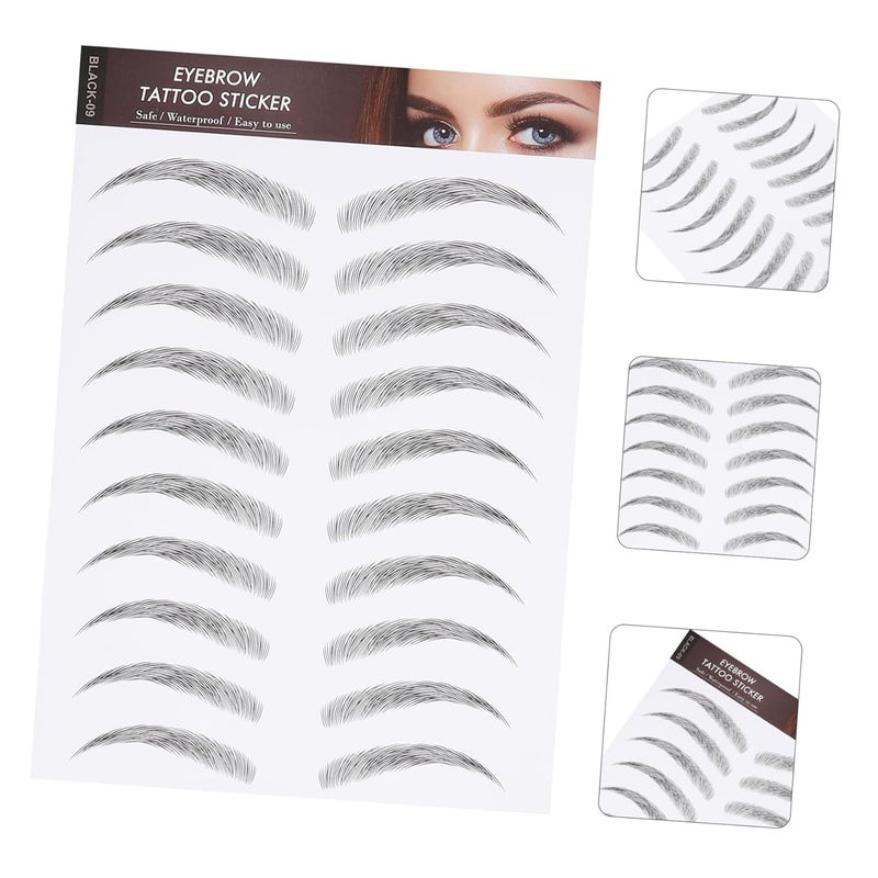 Healeved 12sheets Temporary Eyebrow Tattoos Imitation Brow Stickers for Natural-looking Full Brows Easy Application for Women with Sparse Eyebrows Black Color - Image 4