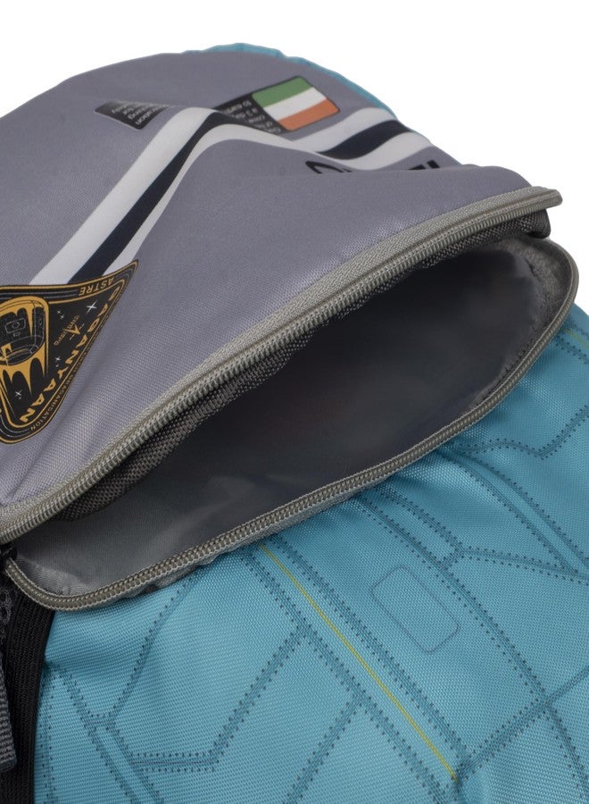 QIPS Kids ISRO Bag - 12 Inch School Backpack for Boys & Girls | Water-Resistant, Lightweight, Durable, Preschool & Tuition Bag, Travel & Picnic Ready |Turquoise blue and grey - Image 5
