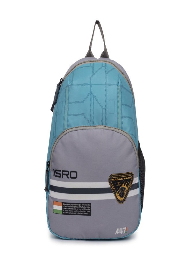QIPS Kids ISRO Bag - 12 Inch School Backpack for Boys & Girls | Water-Resistant, Lightweight, Durable, Preschool & Tuition Bag, Travel & Picnic Ready |Turquoise blue and grey - Image 1