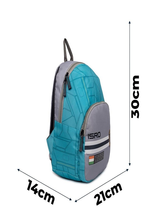 QIPS Kids ISRO Bag - 12 Inch School Backpack for Boys & Girls | Water-Resistant, Lightweight, Durable, Preschool & Tuition Bag, Travel & Picnic Ready |Turquoise blue and grey - Image 3