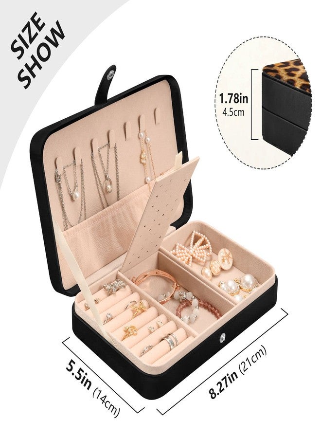 WELLDAY Jewelry Box Portable Travel Jewelry Organizer Storage Leopard Print Pattern Jewelry Travel Case for Necklace, Earrings, Rings, Bracelet - Image 4