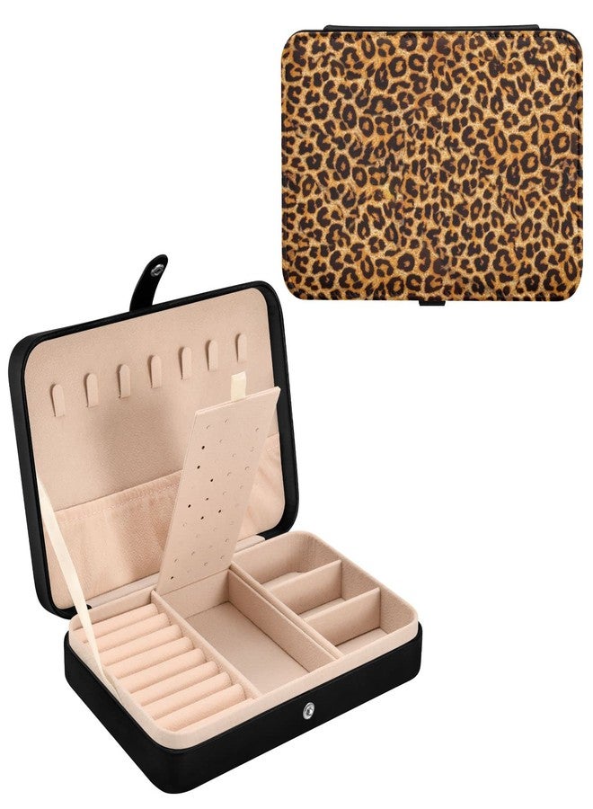 WELLDAY Jewelry Box Portable Travel Jewelry Organizer Storage Leopard Print Pattern Jewelry Travel Case for Necklace, Earrings, Rings, Bracelet - Image 1
