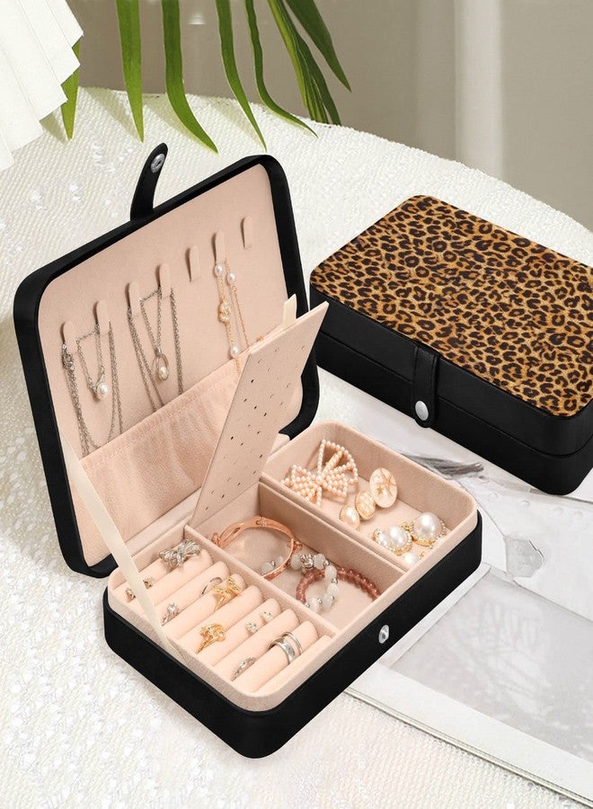 WELLDAY Jewelry Box Portable Travel Jewelry Organizer Storage Leopard Print Pattern Jewelry Travel Case for Necklace, Earrings, Rings, Bracelet - Image 5